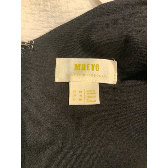 Maeve Black V-Neck & White Textured Skirt Dress Size 6 - Picture 7 of 7